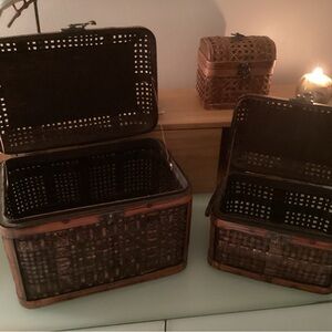 Rattan storage boxes 2 each for sale, excellent condition